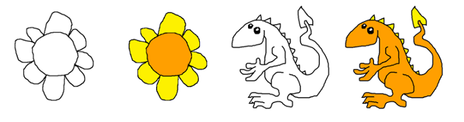 Characters colored by component rules Characters colored by component rules