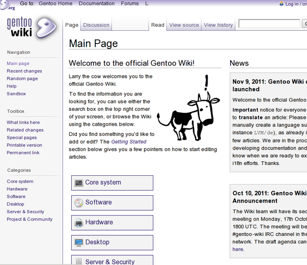 Gentoo Linux Handbook and Wiki Gentoo Linux 手册和 Wiki