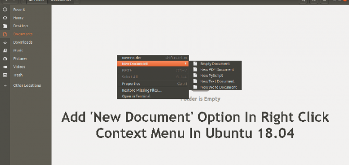 Add &lsquo;New Document&rsquo; Option In Right Click Context Menu In Ubuntu 18.04 GNOME desktop