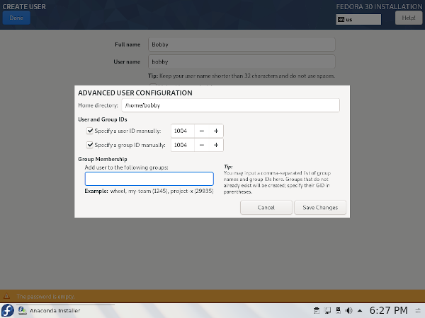 Advanced user configuration Advanced user configuration