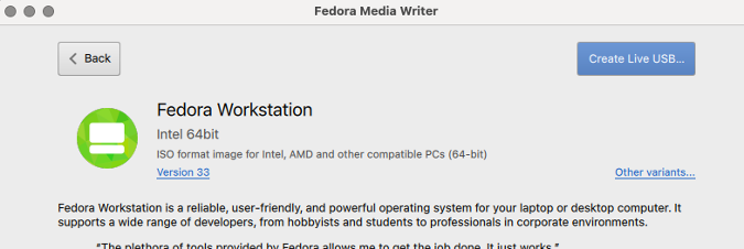 Create Live USB button 创建 Live USB 的按钮