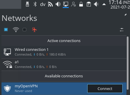 Add a“虚拟专用网络” connection in Network Manager Add a connection in Network Manager