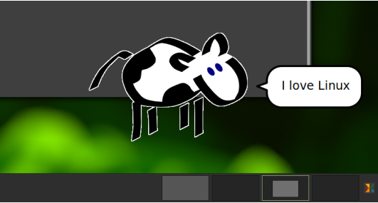 A cartoon cow has a speech bubble that reads &ldquo;I love Linux&rdquo;